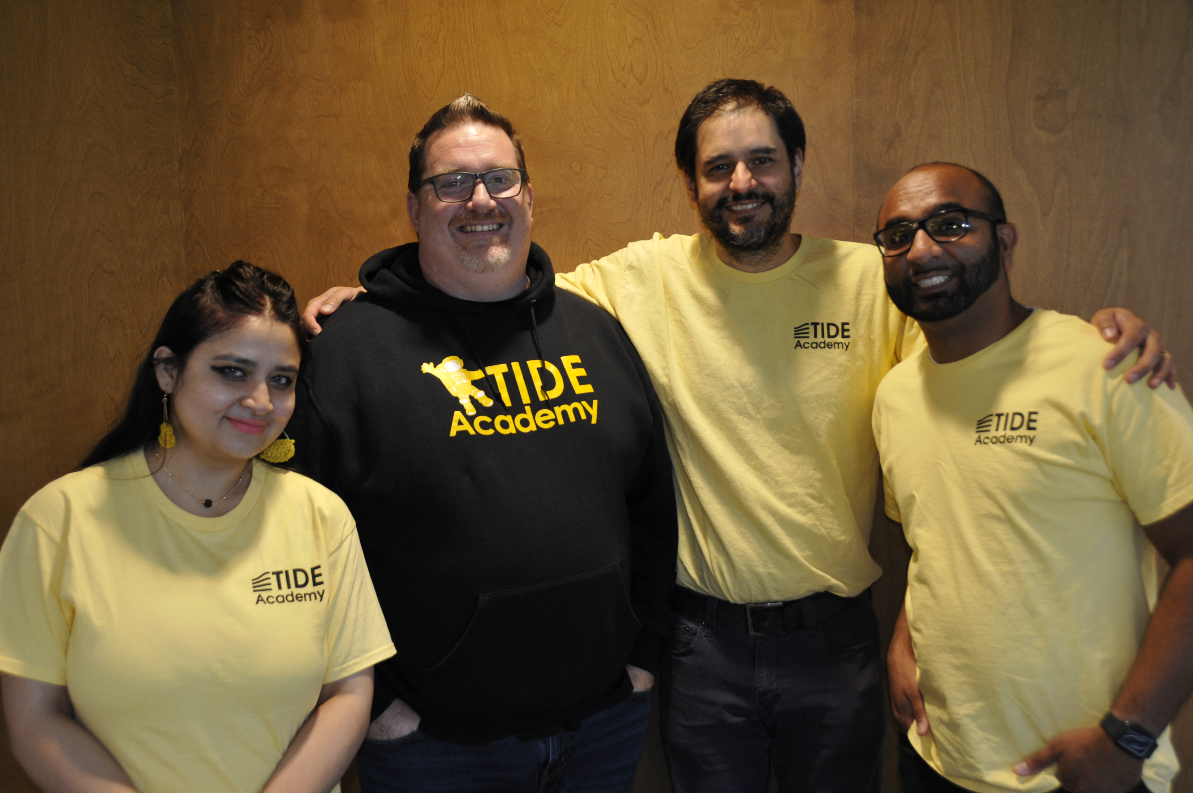 Our CTE and VPA Teachers (from left)---Ms. Ghosh (Business & Marketing), Mr. Klackle (Graphic & Interactive Design/Game Design), Mr. Malpica (Computer Science) and Mr. Masuta (Art)