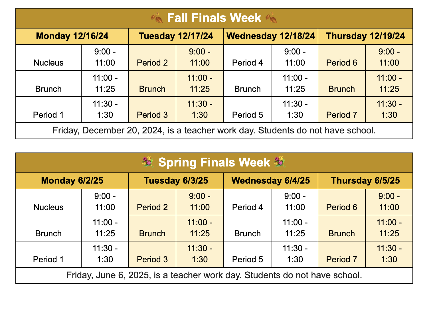 Bell Schedule