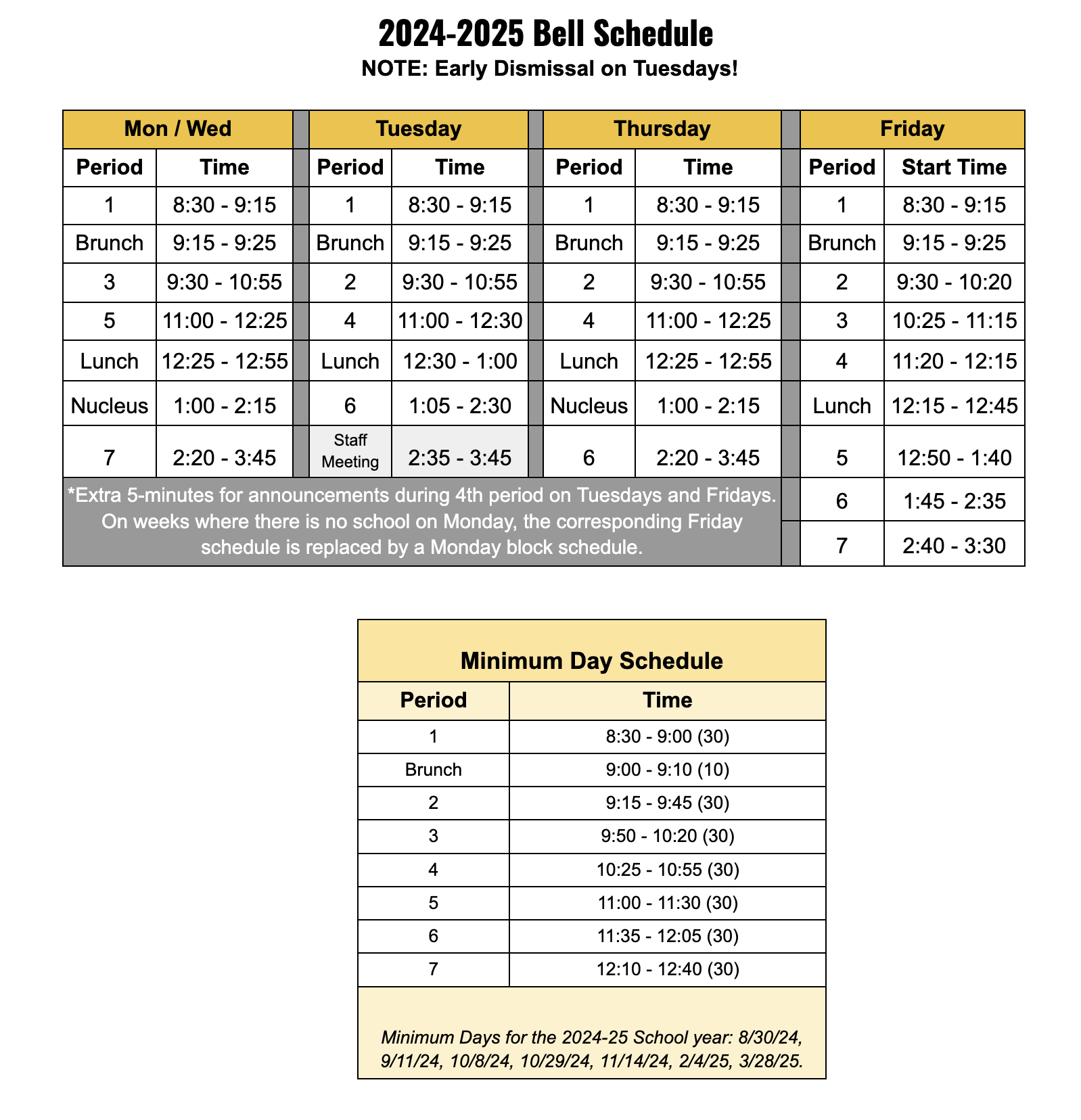 Bell Schedule