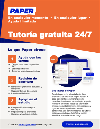 Paper Tutoring Flyer (Spanish Version)